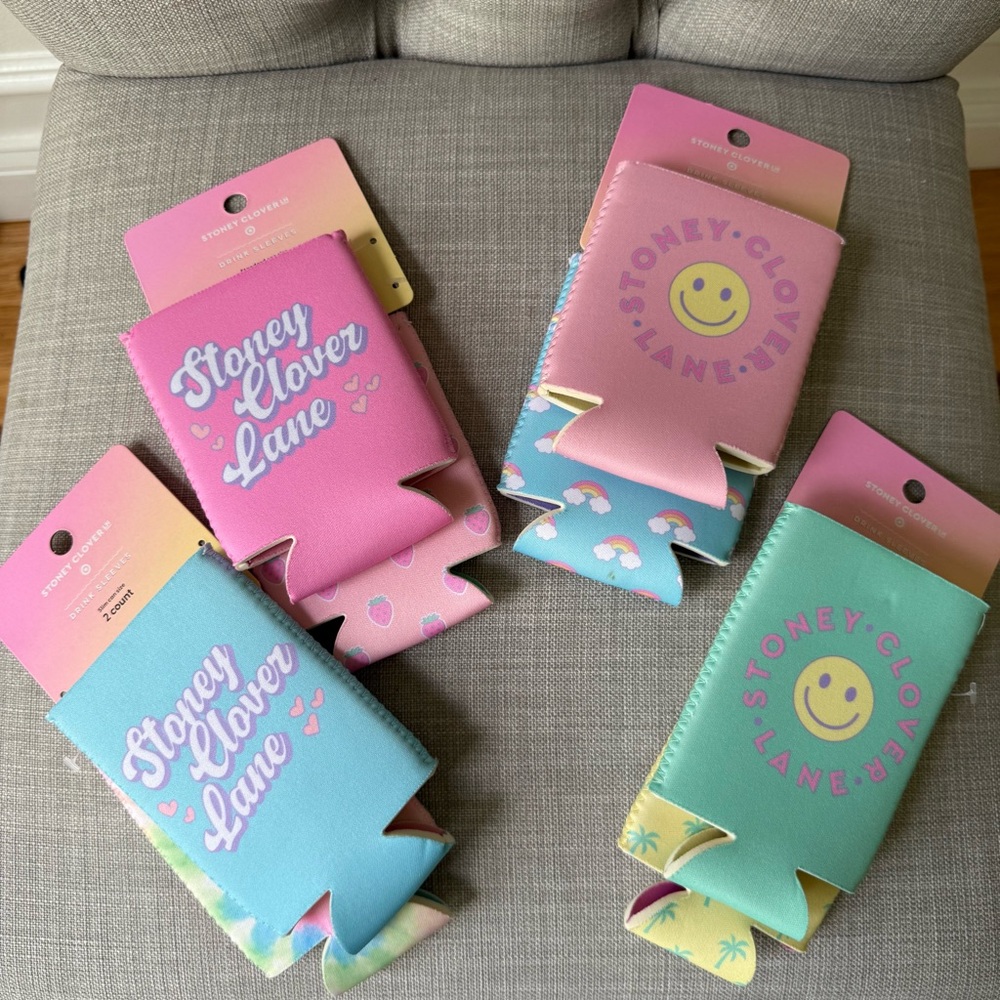 Stoney Clover Lane Standard Can Drink Sleeves Coozies - Rainbow Strawberry‎ NWT